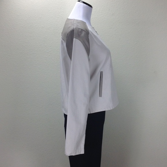 Jack. Oatmeal Cotton/Faux Leather Moto Jac… - Picture 4 of 8